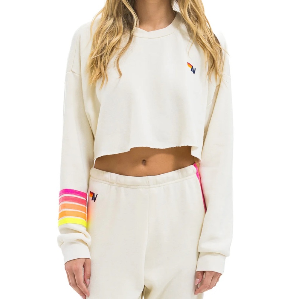Aviator Nation Vintage White Crewneck Sweater